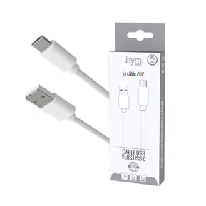 Jaym Câble USB-C vers USB-A 3A Charge et Synchronisation Collection POP 1,5m Blanc — image 2