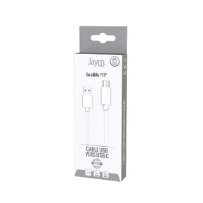 Jaym Câble USB-C vers USB-A 3A Charge et Synchronisation Collection POP 1,5m Blanc — image 3