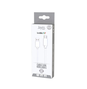 Jaym Câble USB-C vers USB-A 3A Charge et Synchronisation Collection POP 1,5m Blanc