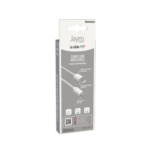 Jaym Câble USB-C vers USB-A 3A Charge et Synchronisation Collection POP 1,5m Blanc