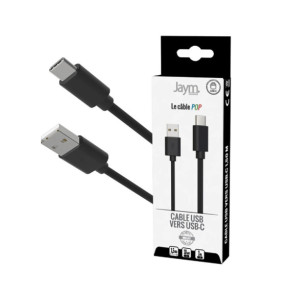 Jaym Câble USB-C vers USB-A 3A Charge et Synchronisation Collection POP 1,5m Noir