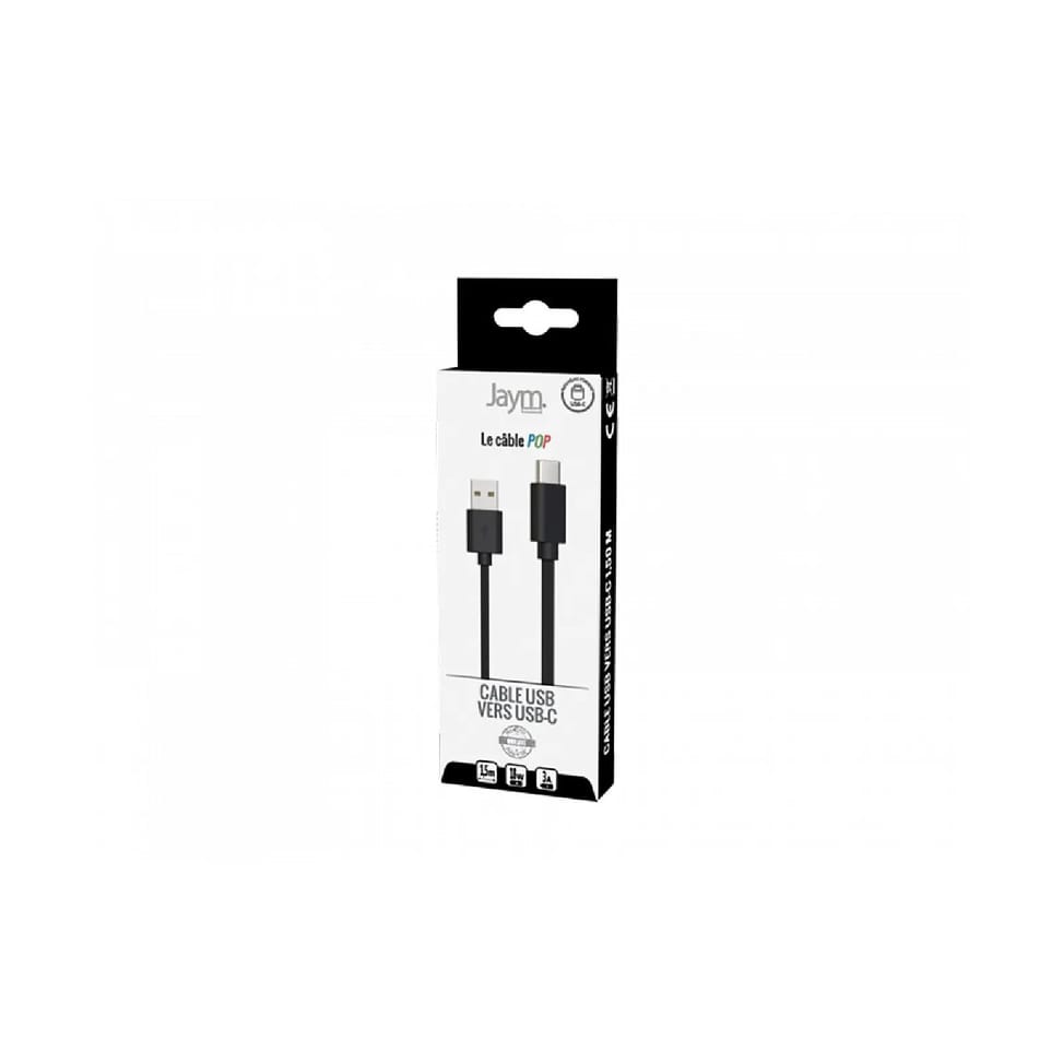 Jaym Câble USB-C vers USB-A 3A Charge et Synchronisation Collection POP 1,5m Noir — image 4