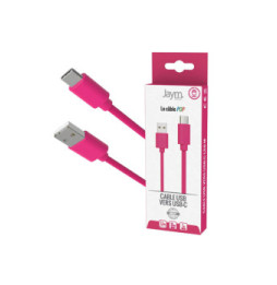 Jaym Câble USB-C vers USB-A 3A Charge et Synchronisation Collection POP 1,5m Rose