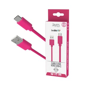 Jaym Câble USB-C vers USB-A 3A Charge et Synchronisation Collection POP 1,5m Rose — image 3