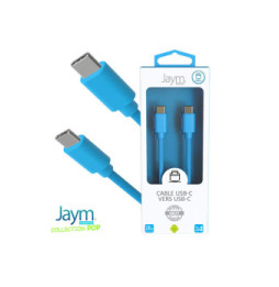 Jaym Câble USB-C vers USB-C 3A Charge et Synchronisation Collection POP 1,5m Bleu