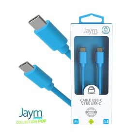 Jaym Câble USB-C vers USB-C 3A Charge et Synchronisation Collection POP 1,5m Bleu — image 3