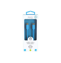 Jaym Câble USB-C vers USB-C 3A Charge et Synchronisation Collection POP 1,5m Bleu