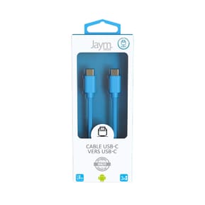 Jaym Câble USB-C vers USB-C 3A Charge et Synchronisation Collection POP 1,5m Bleu — image 4