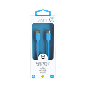 Jaym Câble USB-C vers USB-C 3A Charge et Synchronisation Collection POP 1,5m Bleu