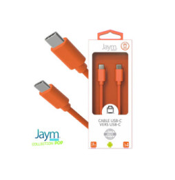 Jaym Câble USB-C vers USB-C 3A Charge et Synchronisation Collection POP 1,5m Orange