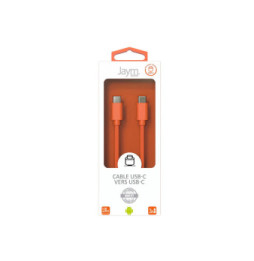 Jaym Câble USB-C vers USB-C 3A Charge et Synchronisation Collection POP 1,5m Orange