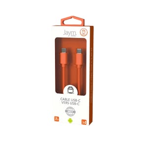 Jaym Câble USB-C vers USB-C 3A Charge et Synchronisation Collection POP 1,5m Orange — image 5