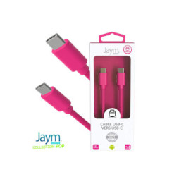 Jaym Câble USB-C vers USB-C 3A Charge et Synchronisation Collection POP 1,5m Rose