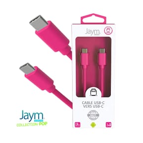 Jaym Câble USB-C vers USB-C 3A Charge et Synchronisation Collection POP 1,5m Rose — image 3