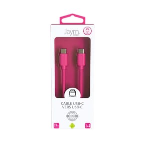 Jaym Câble USB-C vers USB-C 3A Charge et Synchronisation Collection POP 1,5m Rose — image 4
