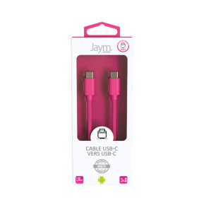 Jaym Câble USB-C vers USB-C 3A Charge et Synchronisation Collection POP 1,5m Rose