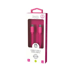 Jaym Câble USB-C vers USB-C 3A Charge et Synchronisation Collection POP 1,5m Rose — image 5