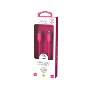 Jaym Câble USB-C vers USB-C 3A Charge et Synchronisation Collection POP 1,5m Rose