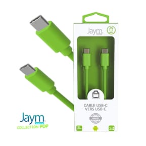 Jaym Câble USB-C vers USB-C 3A Charge et Synchronisation Collection POP 1,5m Vert — image 3