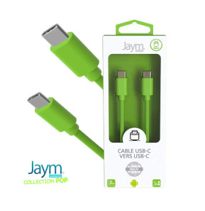 Jaym Câble USB-C vers USB-C 3A Charge et Synchronisation Collection POP 1,5m Vert