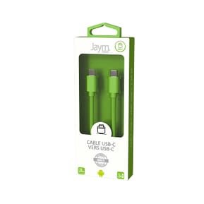 Jaym Câble USB-C vers USB-C 3A Charge et Synchronisation Collection POP 1,5m Vert — image 5