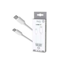 Jaym Câble USB-C vers USB-C 3A PD 20W Charge et Synchronisation Collection POP 1,5m Blanc
