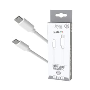 Jaym Câble USB-C vers USB-C 3A PD 20W Charge et Synchronisation Collection POP 1,5m Blanc — image 3
