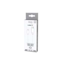 Jaym Câble USB-C vers USB-C 3A PD 20W Charge et Synchronisation Collection POP 1,5m Blanc