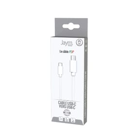Jaym Câble USB-C vers USB-C 3A PD 20W Charge et Synchronisation Collection POP 1,5m Blanc — image 4