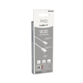 Jaym Câble USB-C vers USB-C 3A PD 20W Charge et Synchronisation Collection POP 1,5m Blanc — image 5