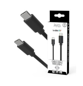 Jaym Câble USB-C vers USB-C 3A PD 20W Charge et Synchronisation Collection POP 1,5m Noir