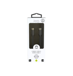 Jaym Câble USB-C vers USB-C 3A PD 20W Charge et Synchronisation Collection POP 1,5m Noir