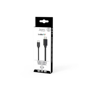 Jaym Câble USB-C vers USB-C 3A PD 20W Charge et Synchronisation Collection POP 1,5m Noir
