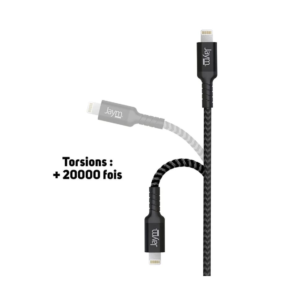 Jaym Câble USB-C vers USB-C 3A PD 60W Renforcé Charge et Synchronisation 1,5m Noir — image 4