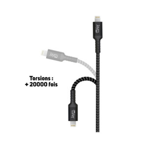 Jaym Câble USB-C vers USB-C 3A PD 60W Renforcé Charge et Synchronisation 1,5m Noir