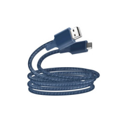 Just Green Câble Écologique USB vers Micro-USB Intensité 2.1A 2m Recyclable bleu roi