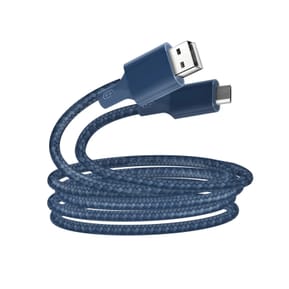 Just Green Câble Écologique USB vers Micro-USB Intensité 2.1A 2m Recyclable bleu roi