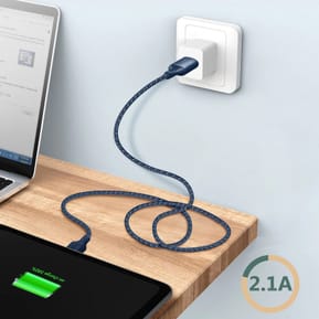 Just Green Câble Écologique USB vers Micro-USB Intensité 2.1A 2m Recyclable bleu roi — image 4