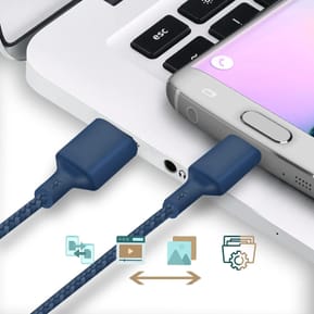Just Green Câble Écologique USB vers Micro-USB Intensité 2.1A 2m Recyclable bleu roi — image 5