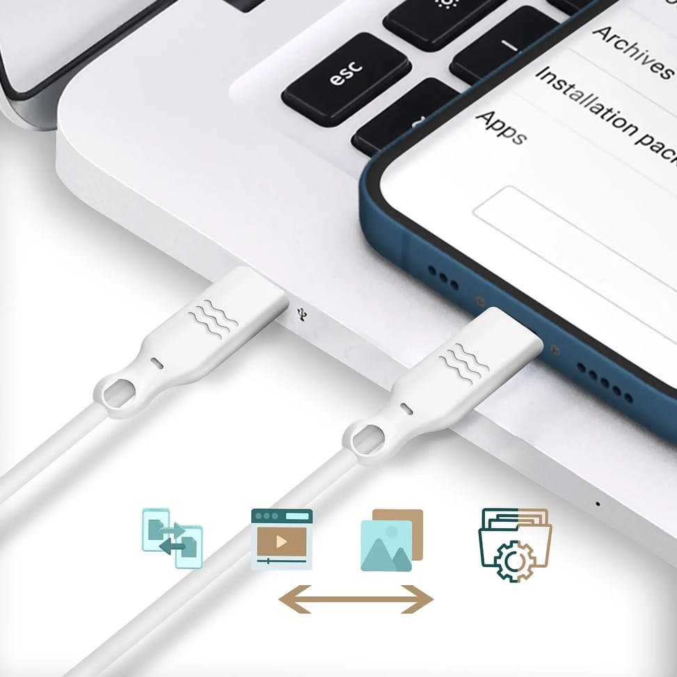 Just Green Câble Écologique USB-C vers Lightning Intensité 3A 2m Recyclable blanc — image 5