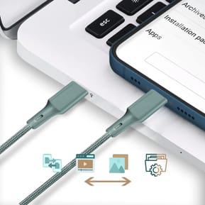 Just Green Câble Écologique USB-C vers Lightning Intensité 3A 2m Recyclable bleu — image 5