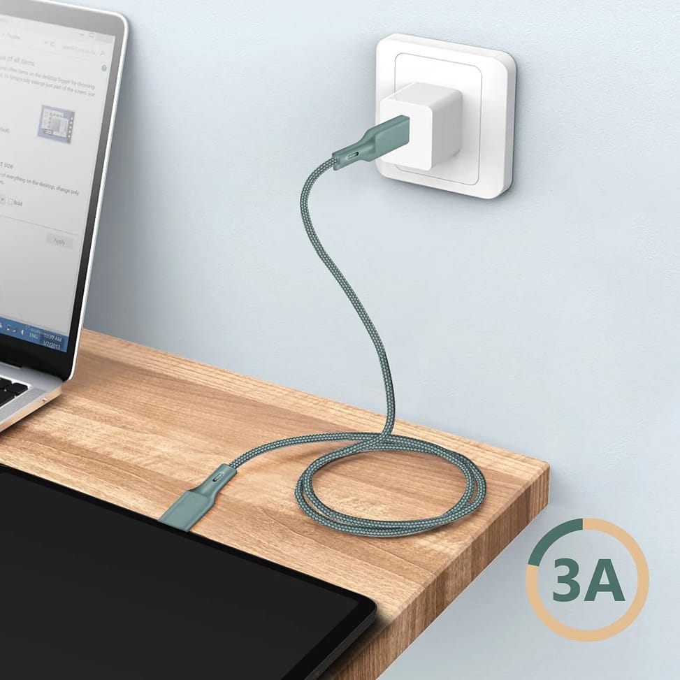 Just Green Câble Écologique USB-C vers USB-C Intensité 3A 2m Recyclable vert — image 4