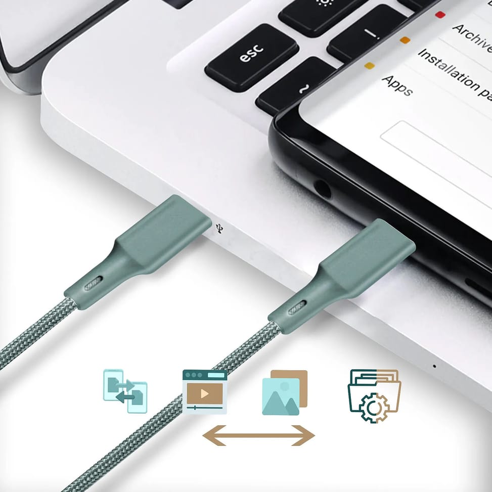 Just Green Câble Écologique USB-C vers USB-C Intensité 3A 2m Recyclable vert — image 5