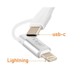 LinQ Adaptateur Audio Jack 3.5mm Femelle vers Lightning et USB C Mâle Blanc