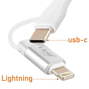 LinQ Adaptateur Audio Jack 3.5mm Femelle vers Lightning et USB C Mâle Blanc — image 4