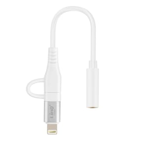 LinQ Adaptateur Audio Jack 3.5mm Femelle vers Lightning et USB C Mâle Blanc — image 5
