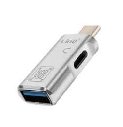 LinQ Adaptateur OTG USB et USB C vers USB C Transfert de Données Rapides Argent