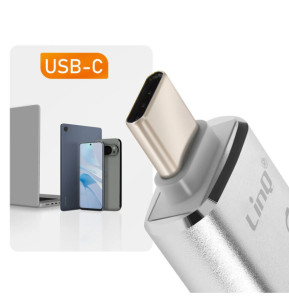 LinQ Adaptateur OTG USB et USB C vers USB C Transfert de Données Rapides Argent