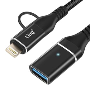 LinQ Adaptateur OTG USB vers Lightning et USB-C Transfert de Données Rapide Noir — image 2
