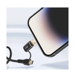 LinQ Adaptateur OTG USB vers Lightning et USB-C Transfert de Données Rapide Noir